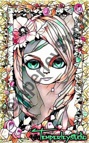 Doll stain glass effect and frame