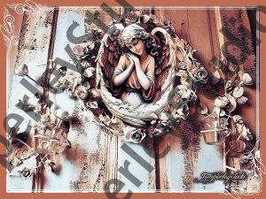 Shabby chic angel in a rustic frame