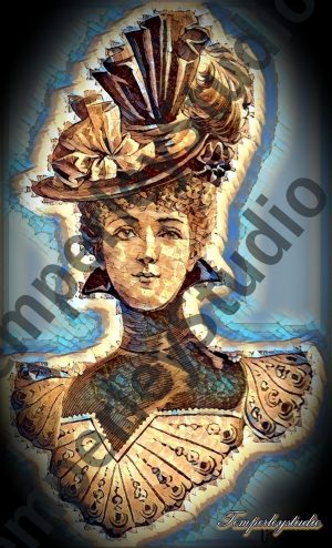 Steampunk textured lady bust