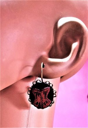 Gothic Steampunk burlesque corset cameo earrings