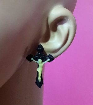 Black Jesus Crucifix 3D stud earrings
