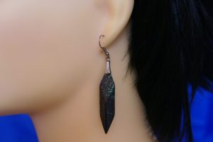 Black shimmer crystal bead earrings