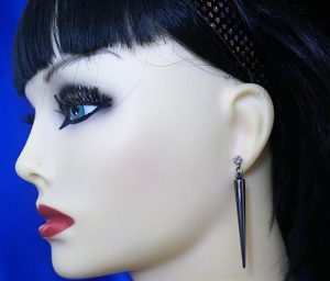 Crystal stud drop spike earrings