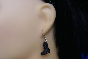 3D black Doc boot earrings