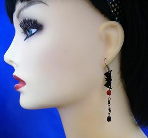 Bat and bead earrings