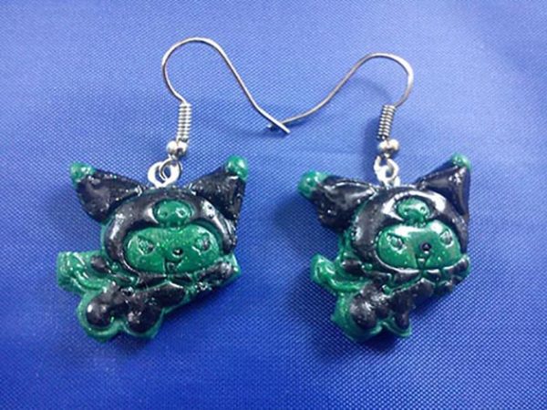 Zombie bat cat earrings