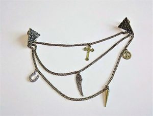 Steampunk Lolita collar lapel drop chain and charms