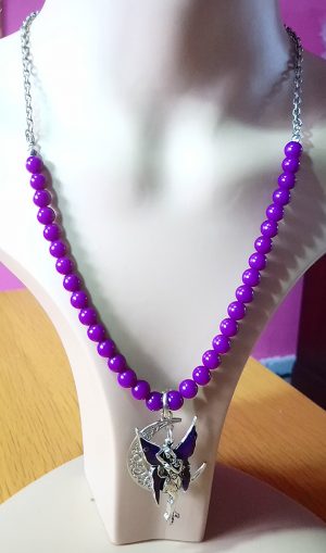 Gothic fantasy purple fairy and bead necklace
