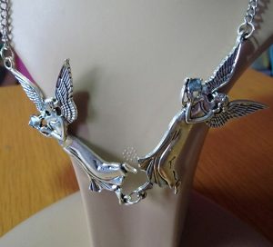 Silver angel garland and jewel necklace