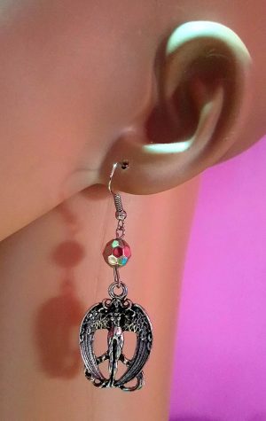 Victorian fantasy style angel and crystal bead earrings