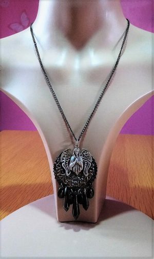Gothic angel beaded pendant necklace