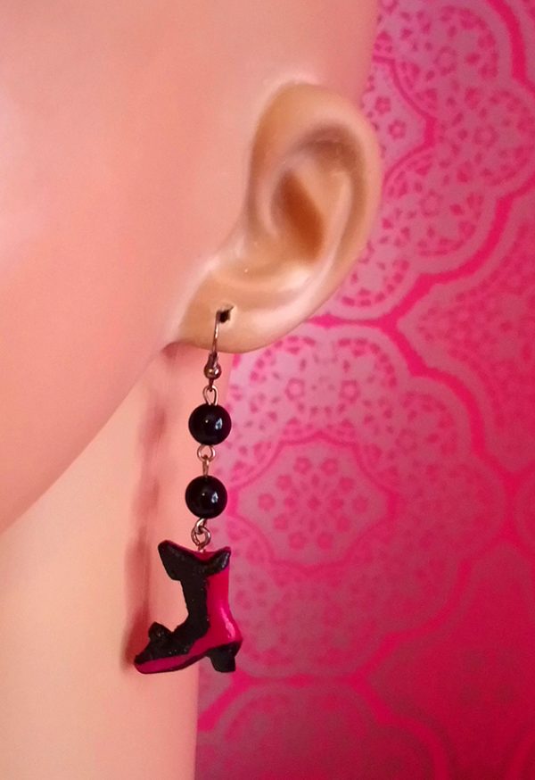 Victorian Lolita boot and bead earrings