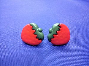 Red 3D strawberry stud earrings