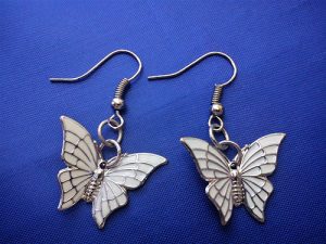 White fantasy Lolita butterfly earrings
