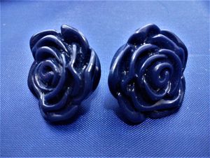 Dark blue 3D rose stud earrings