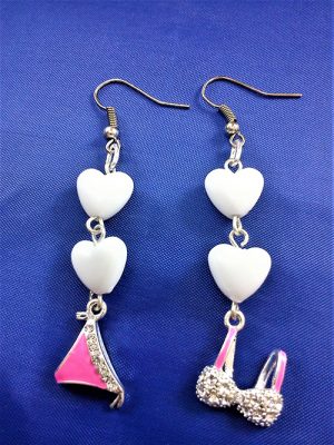 Lolita punk bra and brief drop heart bead earrings