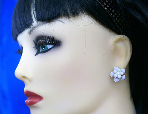 Lolita pearl 3D flower stud earrings