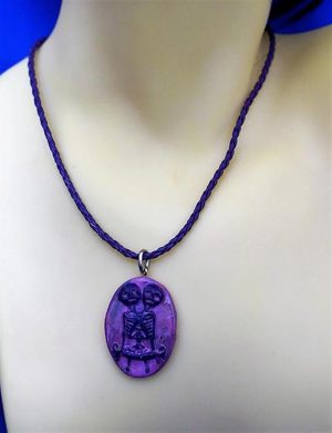 Siamese skeleton twin (purple marble effect) cameo necklace