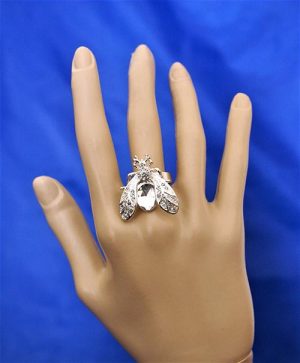 Silver jewel fly ring