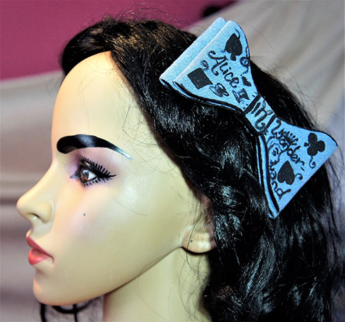 Alice in Wonderland inspired clip hair bow