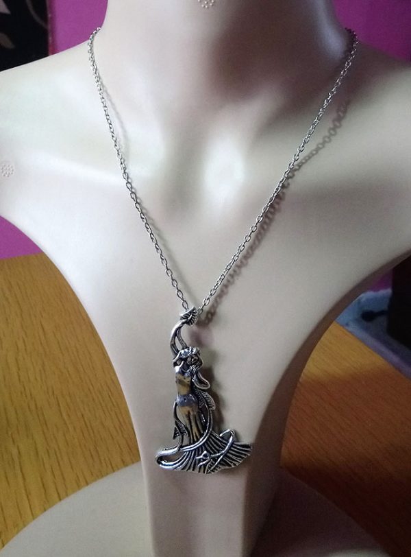 Silver fantasy maiden necklace