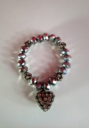 Gothic Lolita gunmetal jewel and heart bracelet