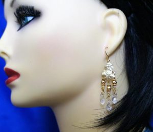 Gold Ganesha chandelier earrings