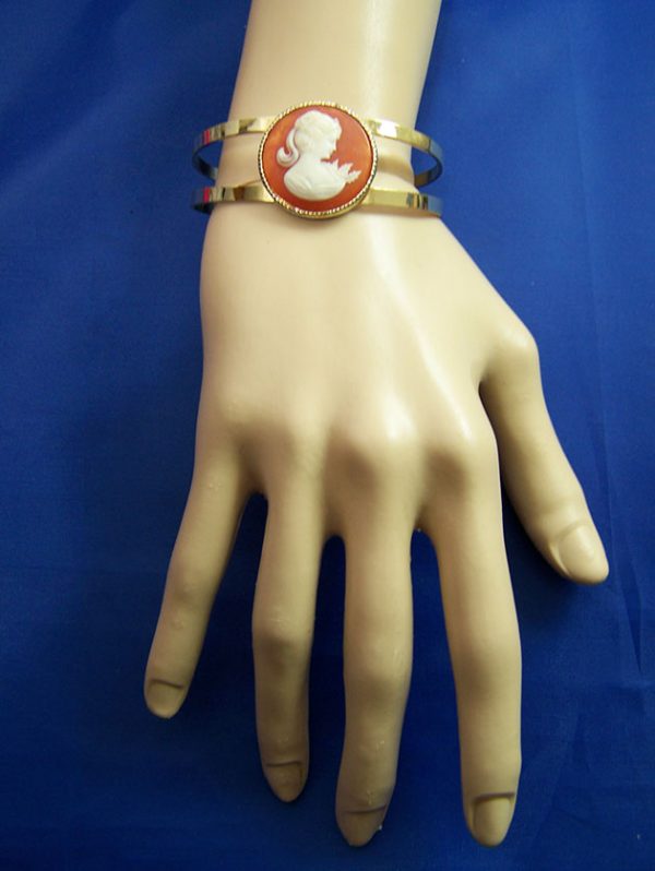Steampunk Lolita cameo bangle cuff bracelet