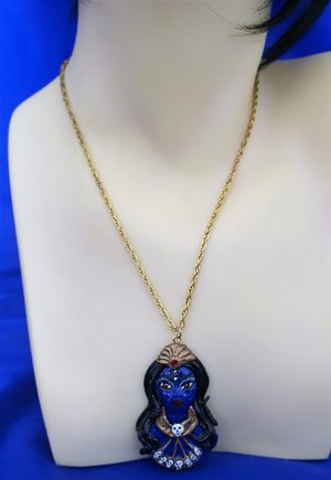Kali colour head bust cameo necklace