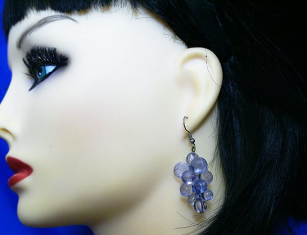 Purple 3D cluster bead earrings