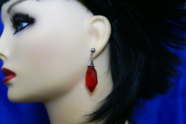 Red crystal bead earrings