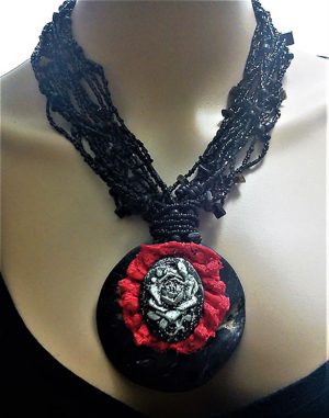 Gothic Lolita lace and rose cameo necklace