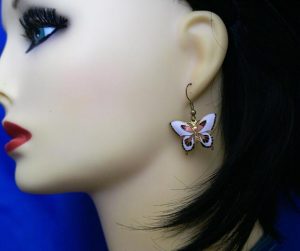 White fantasy Lolita butterfly earrings