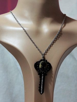 Victorian Steampunk cameo jewel key necklace