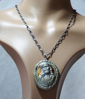 Silver and gold 3D Jesus cameo necklace