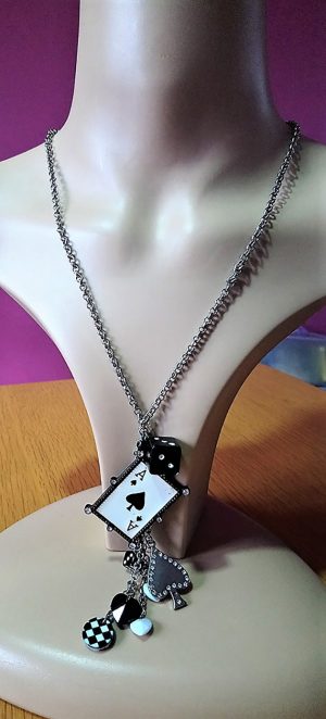 Gothic Lolita card dice and charm necklace
