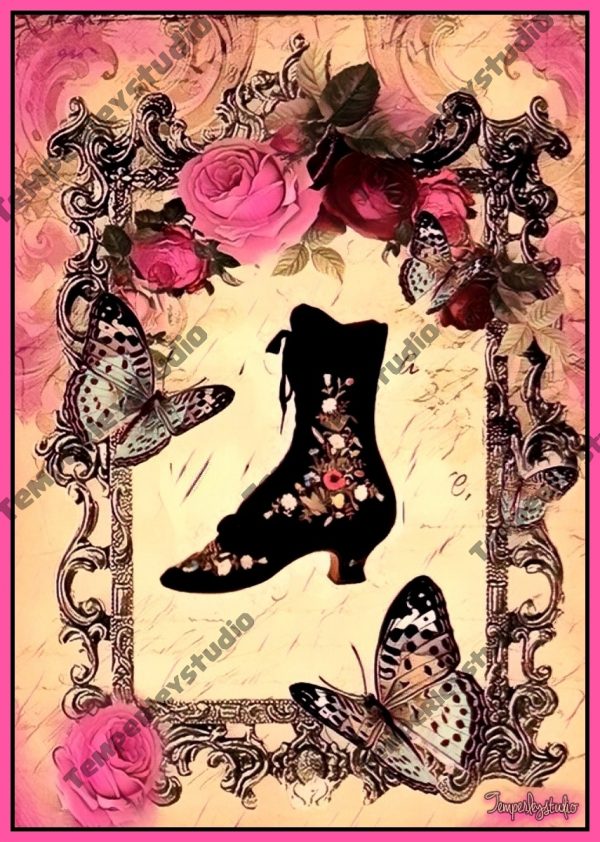 Victorian boot and butterfly