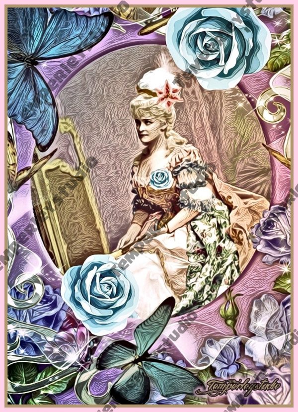 Georgian lady in shabby chic and rose
