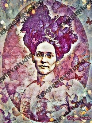 Victorian Lolita lady in butterfly fantasy digital artwork print