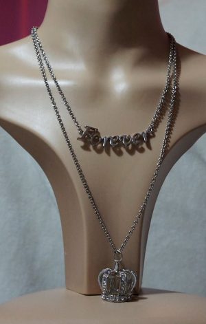 silver forever and crown double necklace