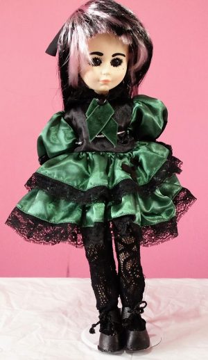 Green and black satin Gothic Lolita dress
