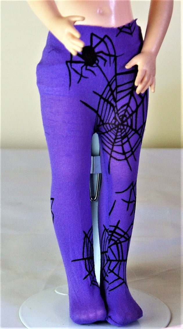 Purple spider web dolls tights 