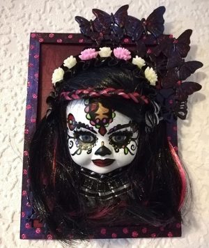 Day of the dead (Día de los Muertos) 3D doll face picture (black and pink)1