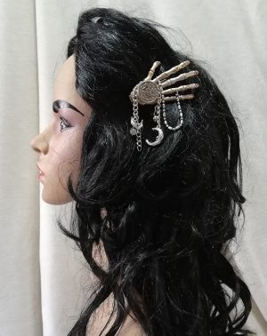Steampunk Gothic coin and chain hair clip