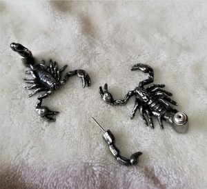 Gothic Alchemy 3D scorpion fake gauge earrings