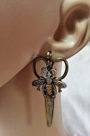 Steampunk bee scissor earrings