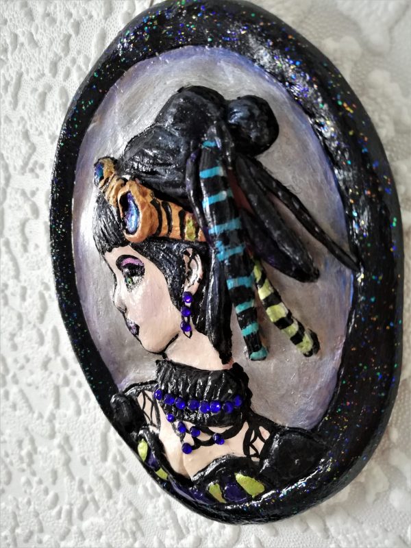 Cyber Gothic 3D Lady cameo wall plaque