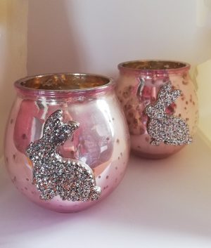 Shabby Chic Lolita jewelled pink lustre candle holder