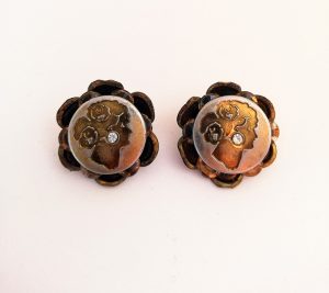 Victorian Steampunk cameo lady flower earrings